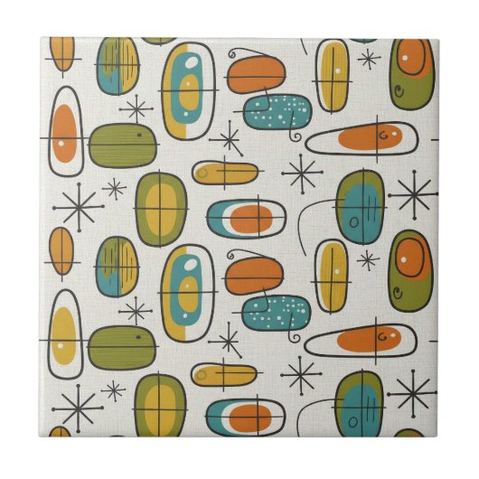 Mid-Century Modern Boomerang Pattern #9 ID1224 Fliese (Vorderseite)