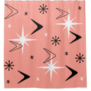 Mid Century Modern Boomerangs Salmon Pink Duschvorhang
