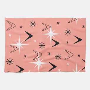 Mid Century Modern Boomerangs Salmon Pink Geschirrtuch