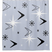 Mid Century Modern Boomerangs Silver Blue Duschvorhang (Vorderseite)