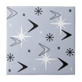 Mid Century Modern Boomerangs Silver Blue Fliese (Vorderseite)