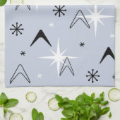 Mid Century Modern Boomerangs Silver Blue Geschirrtuch (Gefaltet)