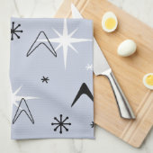 Mid Century Modern Boomerangs Silver Blue Geschirrtuch (Viertel Falte)