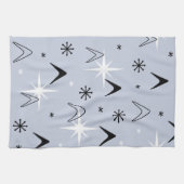 Mid Century Modern Boomerangs Silver Blue Geschirrtuch (Horizontal)