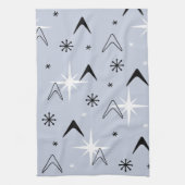 Mid Century Modern Boomerangs Silver Blue Geschirrtuch (Vertikal)