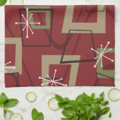 Mid Century Modern Bordeaux Geschirrtuch (Gefaltet)