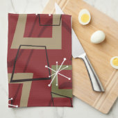 Mid Century Modern Bordeaux Geschirrtuch (Viertel Falte)