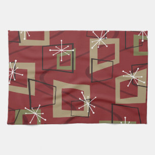 Mid Century Modern Bordeaux Geschirrtuch