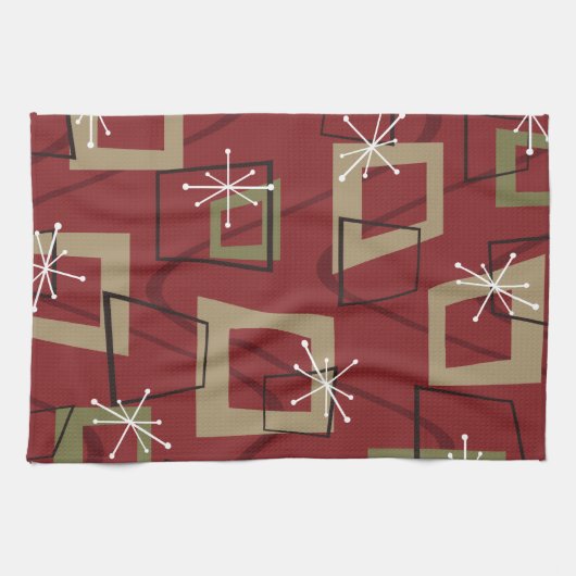 Mid Century Modern Bordeaux Geschirrtuch (Horizontal)