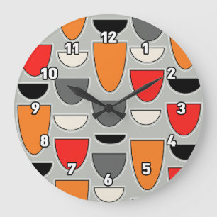 Mid Century Modern Bowls (Gray) Große Wanduhr