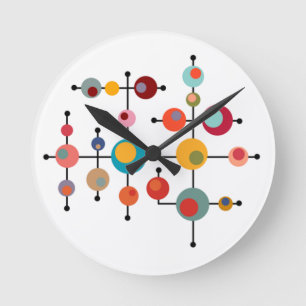 Mid-Century Modern Bubbles Runde Wanduhr