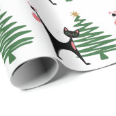Mid-century Modern Christmas 1950's Atomic Cat Geschenkpapier (Rolleneckpunkt)