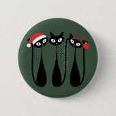 Mid Century Modern Christmas Cats Retro Classic Button (Vorderseite)