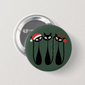 Mid Century Modern Christmas Cats Retro Classic Button (Vorne & Hinten)