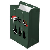 Mid Century Modern Christmas Cats Retro Classic Mittlere Geschenktüte (Vorderseite Schrägansicht)