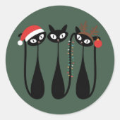 Mid Century Modern Christmas Cats Retro Classic Runder Aufkleber (Vorderseite)
