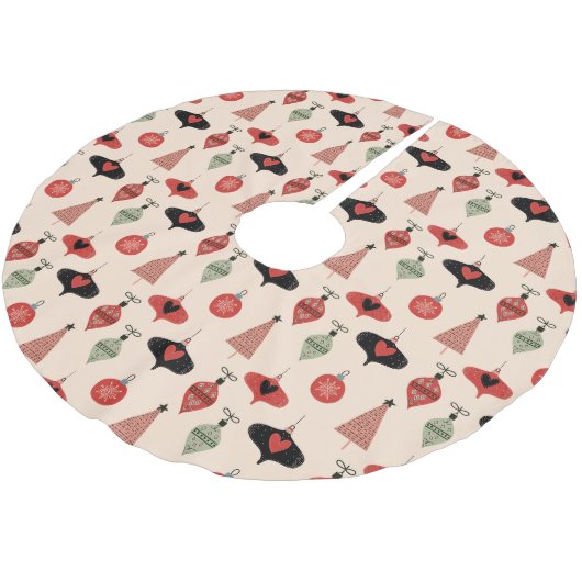 Mid Century Modern Christmas Pattern Polyester Weihnachtsbaumdecke (Schrägansicht)