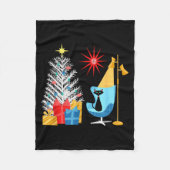 Mid-century Modern Christmas Tree And Cat In Retro Fleecedecke (Vorderseite)