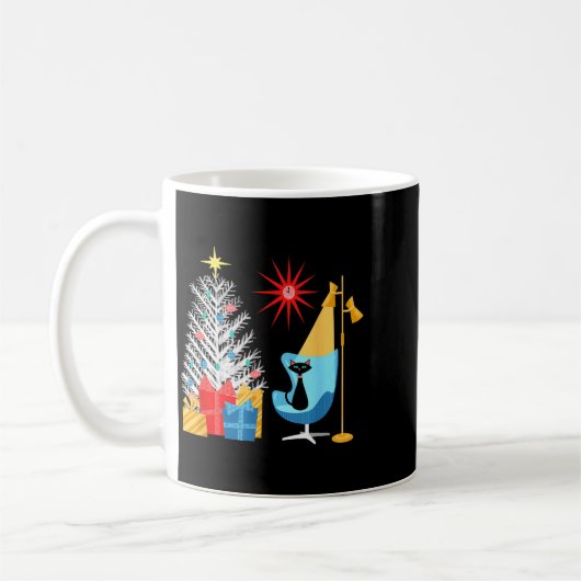 Mid-century Modern Christmas Tree And Cat In Retro Kaffeetasse (Links)