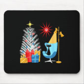 Mid-century Modern Christmas Tree And Cat In Retro Mousepad (Vorne)