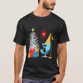 Mid-century Modern Christmas Tree And Cat In Retro T-Shirt (Vorderseite)