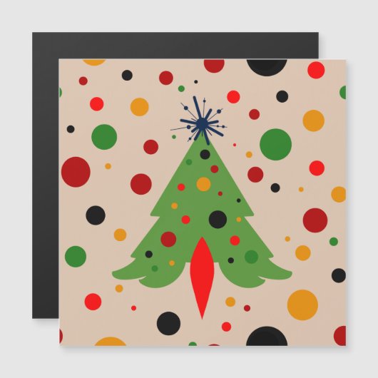 Mid Century Modern Christmas Tree Retro Rocket Magnetkarte (Vorne/Hinten)