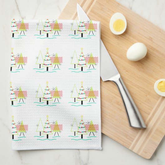 MID CENTURY MODERN CHRISTMAS TRETRO HANDTUCH (Viertel Falte)