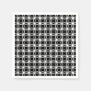Mid-Century Modern circles, Black, White and Grey Serviette