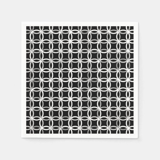 Mid-Century Modern circles, Black, White and Grey Serviette (Vorderseite)