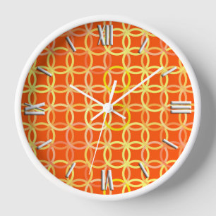 Mid-Century Modern circles, mandarin orange Wanduhr