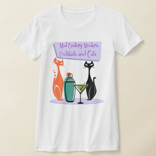 Mid Century Modern Cocktails & Cats T-Shirt (Ablage )