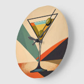 Mid Century Modern Color Block Martini Art Große Wanduhr (Winkel)