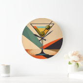 Mid Century Modern Color Block Martini Art Große Wanduhr (Zuhause)