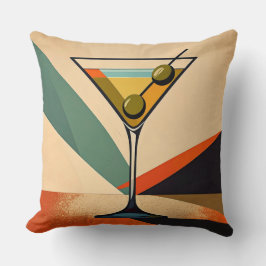 Mid Century Modern Color Block Martini Art Kissen