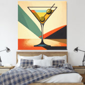 Mid Century Modern Color Block Martini Art Leinwanddruck (Insitu (Schlafzimmer))