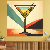 Mid Century Modern Color Block Martini Art Leinwanddruck (Insitu (Wohnzimmer))
