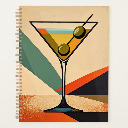 Mid Century Modern Color Block Martini Art Planer (Vorderseite)
