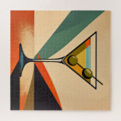 Mid Century Modern Color Block Martini Art Puzzle (Horizontal)