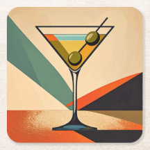 Mid Century Modern Color Block Martini Art