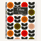 Mid-Century Modern Colored Retro Groovy Flowers Notizblock (Vorderseite)