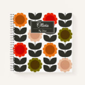  Mid-Century Modern Colored Retro Groovy Flowers  Notizblock (Vorderseite)