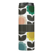 Mid-Century Modern Colored Retro Groovy Flowers Thermosbecher (Rückseite)