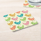 Mid Century Modern Colorful Atomic Birds Pattern Rechteckiger Pappuntersetzer (angewinkelt)