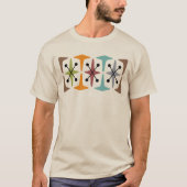 Mid Century Modern Cosmic Starburst Design T-Shirt (Vorderseite)