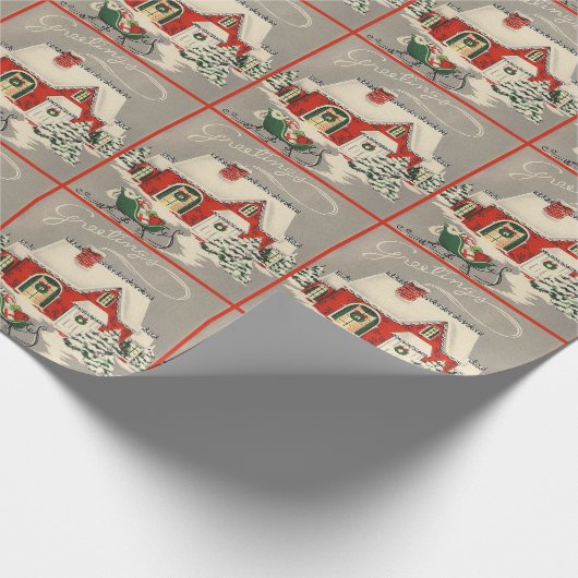 Mid Century Modern Country Zuhause Sleigh Geschenkpapier (Ecke)