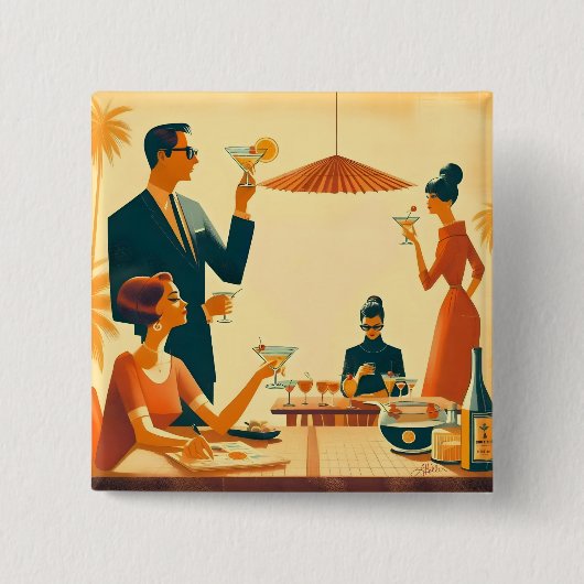 Mid Century Modern Der Martini Cocktail Kritiker Button (Vorderseite)
