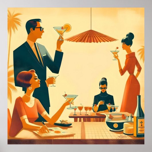 Mid Century Modern Der Martini Cocktail Kritiker Poster (Vorne)