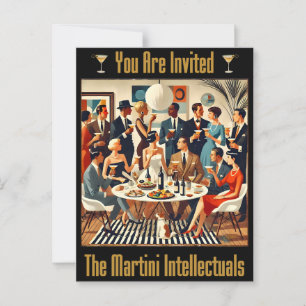 Mid Century Modern Die Martini-Intellektuellen  Postkarte