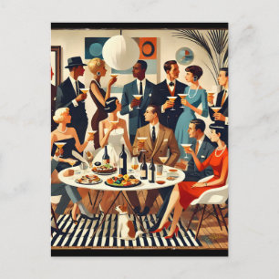 Mid Century Modern Die Martini-Intellektuellen Postkarte