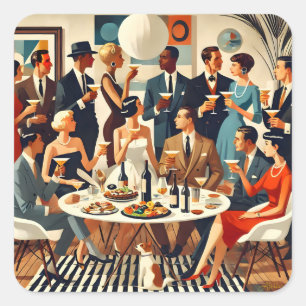Mid Century Modern Die Martini-Intellektuellen Quadratischer Aufkleber